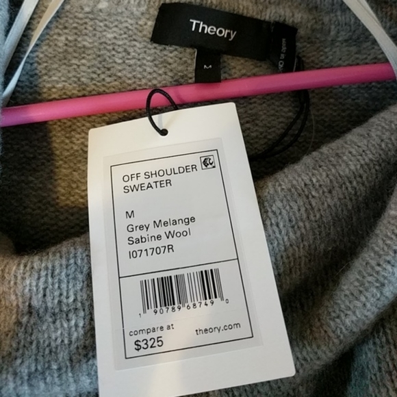 Theory Off Shoulder Gray Melange Sabine Sweater - Picture 5 of 6